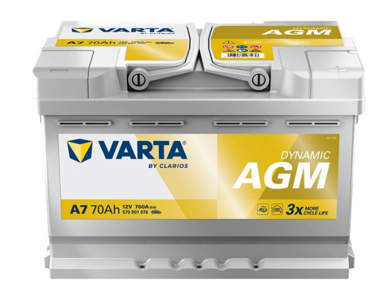 VARTA SILVER DYNAMIC AGM 70Ah, EN 760, правый "+" 278x175x190 (ДхШхВ) START-STOP | 6СТ-70 АзЕ