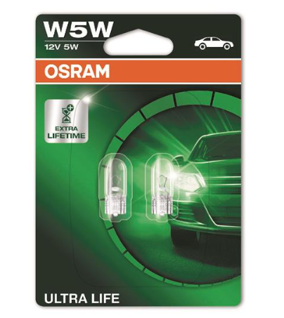 лампа БЦ 12V 5W W2.1х9.5d OSRAM Ultra life (пара)