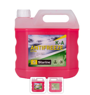 Антифриз STARLINE KA / JAPAN-KOREA STAND. / концентрат / 3л. / етиленгліколь / New: Рожевий /