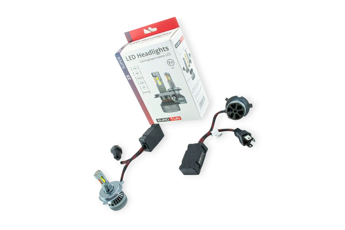 лампа LED H4 12V-24V  80W EUROTUN Z3 14000L 6500К CAN BUS радиатор с вентилят.