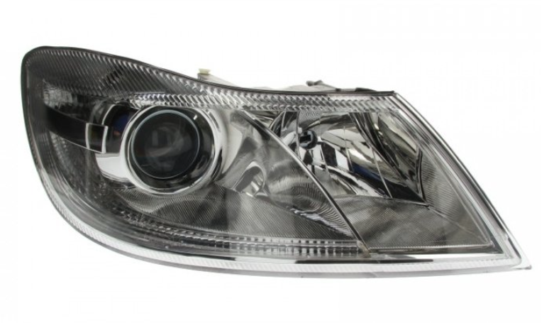 Фара права H7/H1, автом. рег., с мотором, без логотипа OCTAVIA , 11/08- [DEPO]