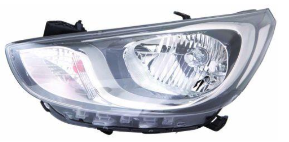 HY Accent 11-15 Фара перед.лев.елек.+мотор. H4/PY21W/W5W RUS