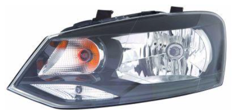 VW POLO 09-14 Фара перед.елек.лів.+мотор H4/PY21W/W5W черн