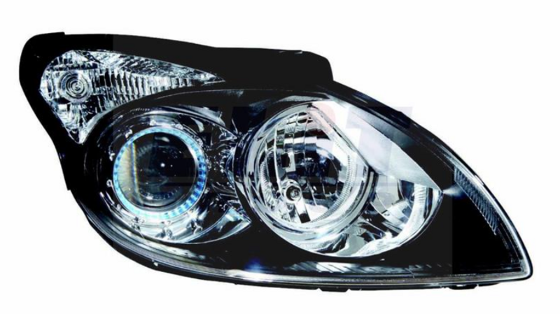 Фара права H7/H1 автом. рег., черна рамка [DEPO]