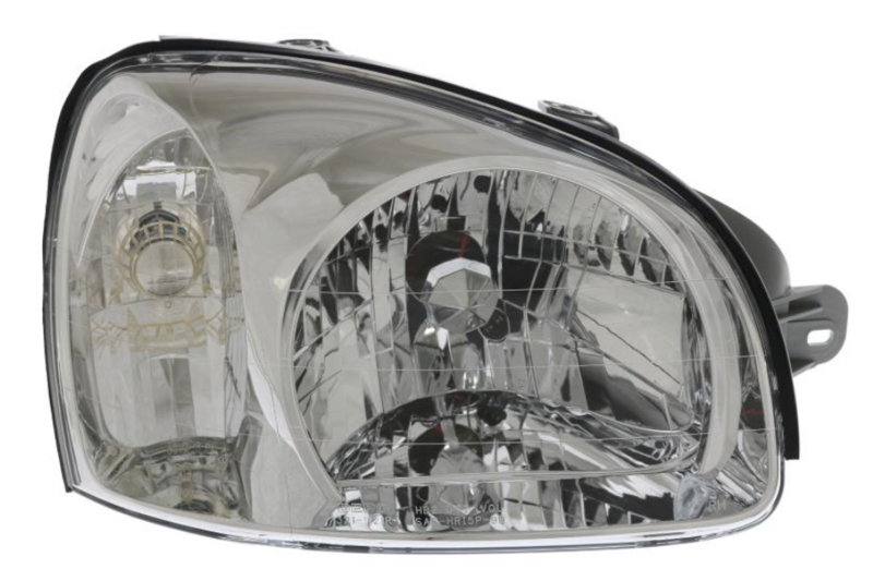 Фара права  H4, сера рамка, мех./елек. рег. [DEPO]