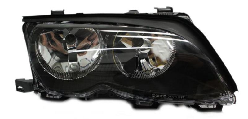 Фара прав. H7/H7 SED/TOURING черна рамка 10/01- [DEPO]