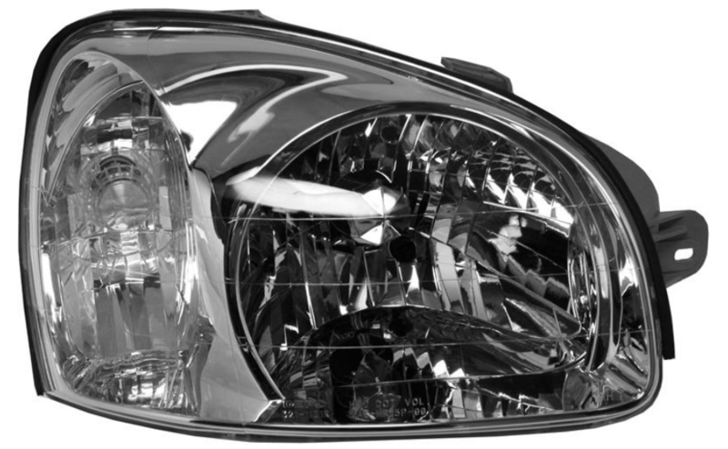 Фара права  H4, сера рамка, мех. [DEPO]