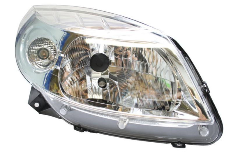 Фара права  H4, хром. рамка, мех./елек. [DEPO]
