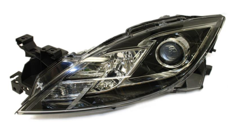 Фара левая H9/H11, черная рамка, авт./мех.рег. [DEPO]