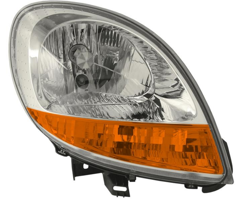 Фара права H4 с жовтим поворот., хром.рамка, авто. регул., 5/03- [DEPO]