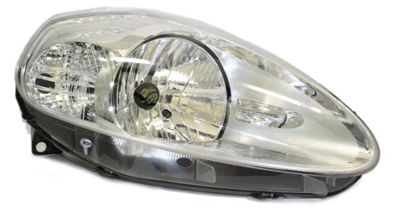 Фара прав. H4 елек.рег.,хром. рамка 11/08- [DEPO]