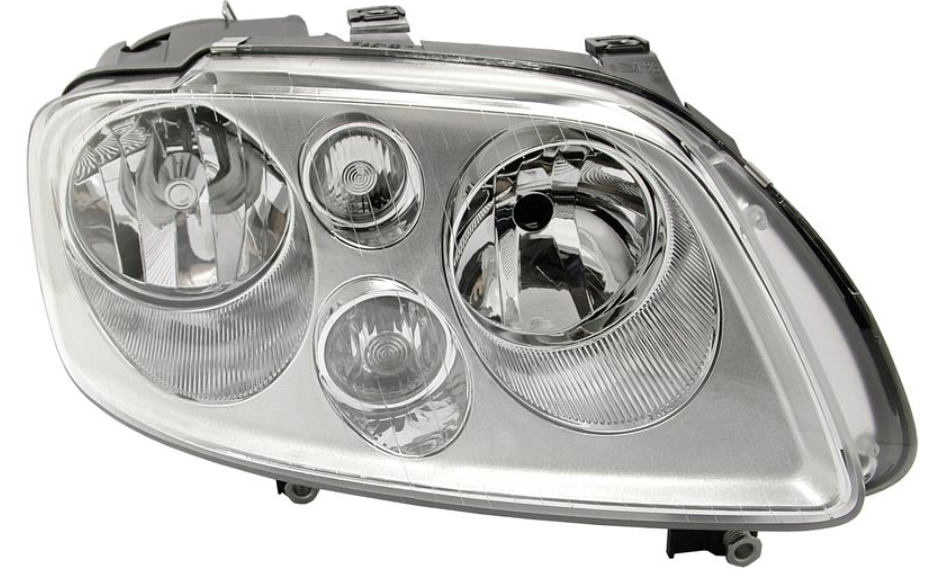 Фара права  H7/H7, елек. рег., с моторч.,хром. рамка,  (Touran -11/06, Caddy -09) [DEPO]