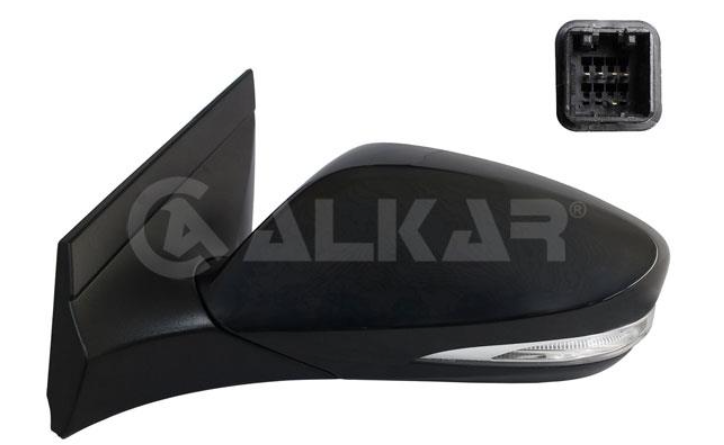 зеркало в сборе, левое, электр., выпуклое под покрас. + пок.поворот., 5 Pins,