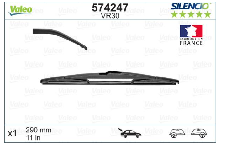 Склоочисник задній VALEO SILENCIO / 290 мм. /