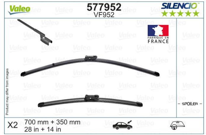 Комплект стеклоочистителей SILENCIO FLAT BLADE SET/бескаркасные/700•350 мм. / + спойлер /