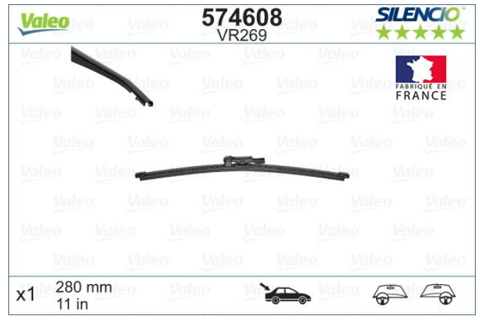 Стеклоочиститель задний VALEO SILENCIO/280 мм. /