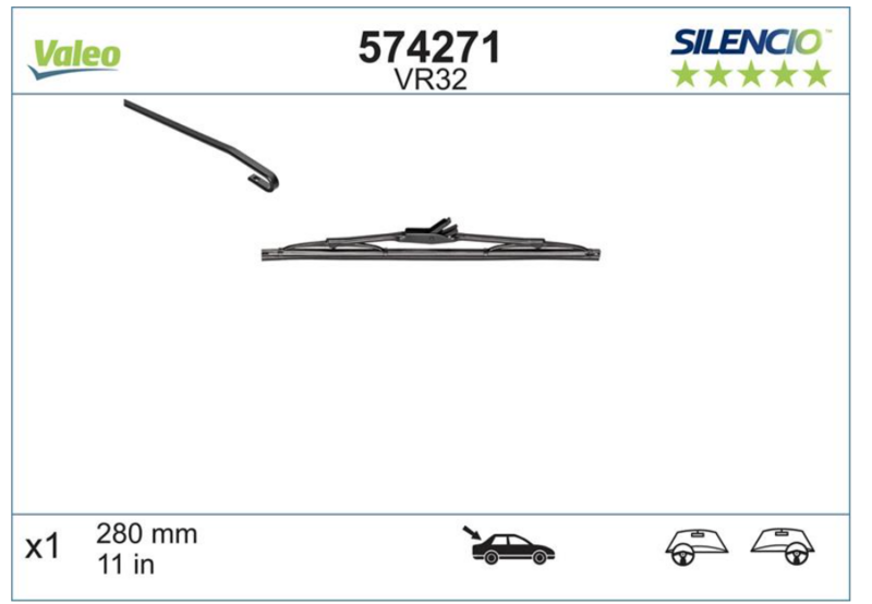 Стеклоочиститель задний VALEO SILENCIO/280 мм. /