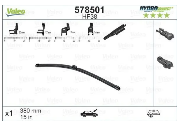 Стеклоочиститель VALEO/бескаркасный/380 мм. /