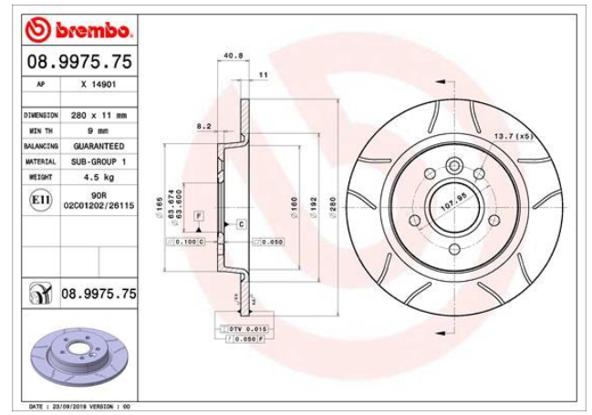 Гальмівний диск 08.9975.75 - зображення 2