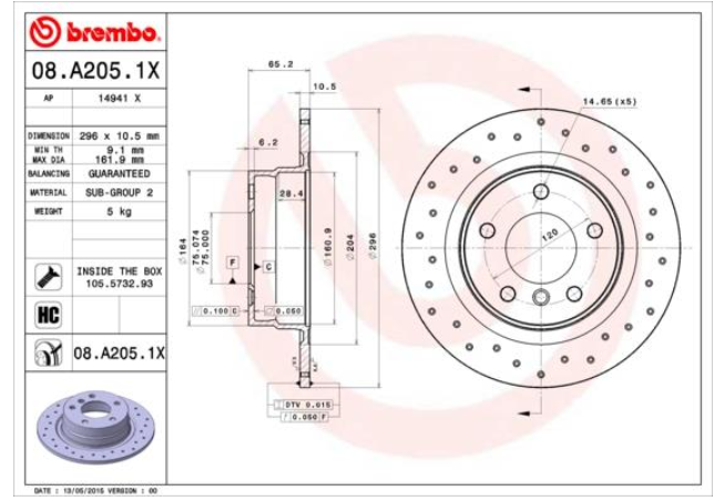 Гальмівний диск 08.A205.1X - зображення 2