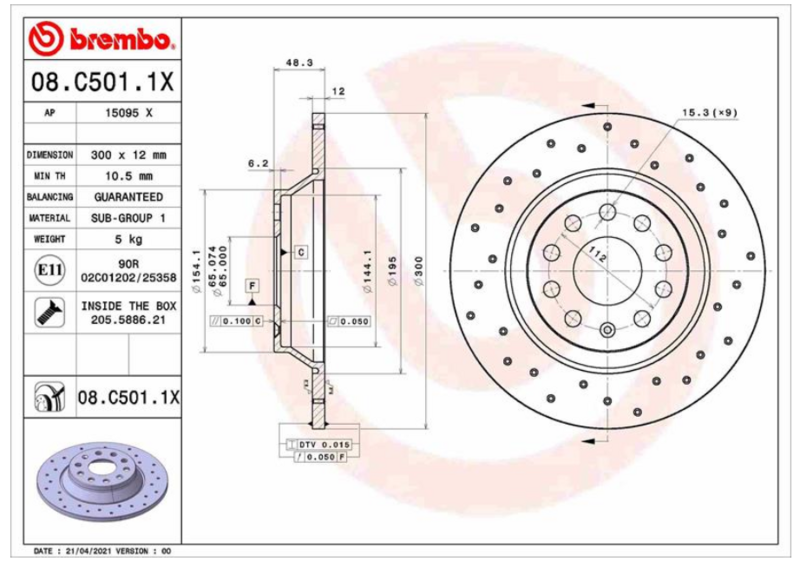 Гальмівний диск 08.C501.1X - зображення 2